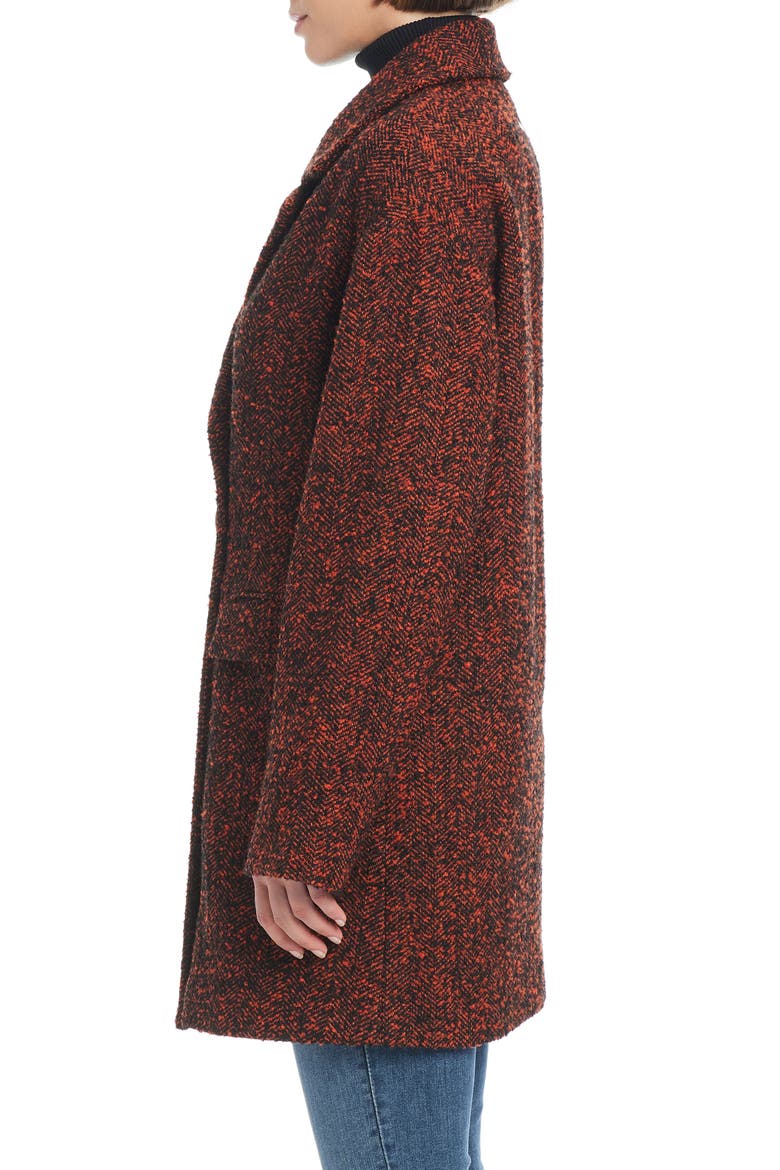Double Breasted Herringbone Coat, Alternate, color, RED AND BLACK HERRINGBONE