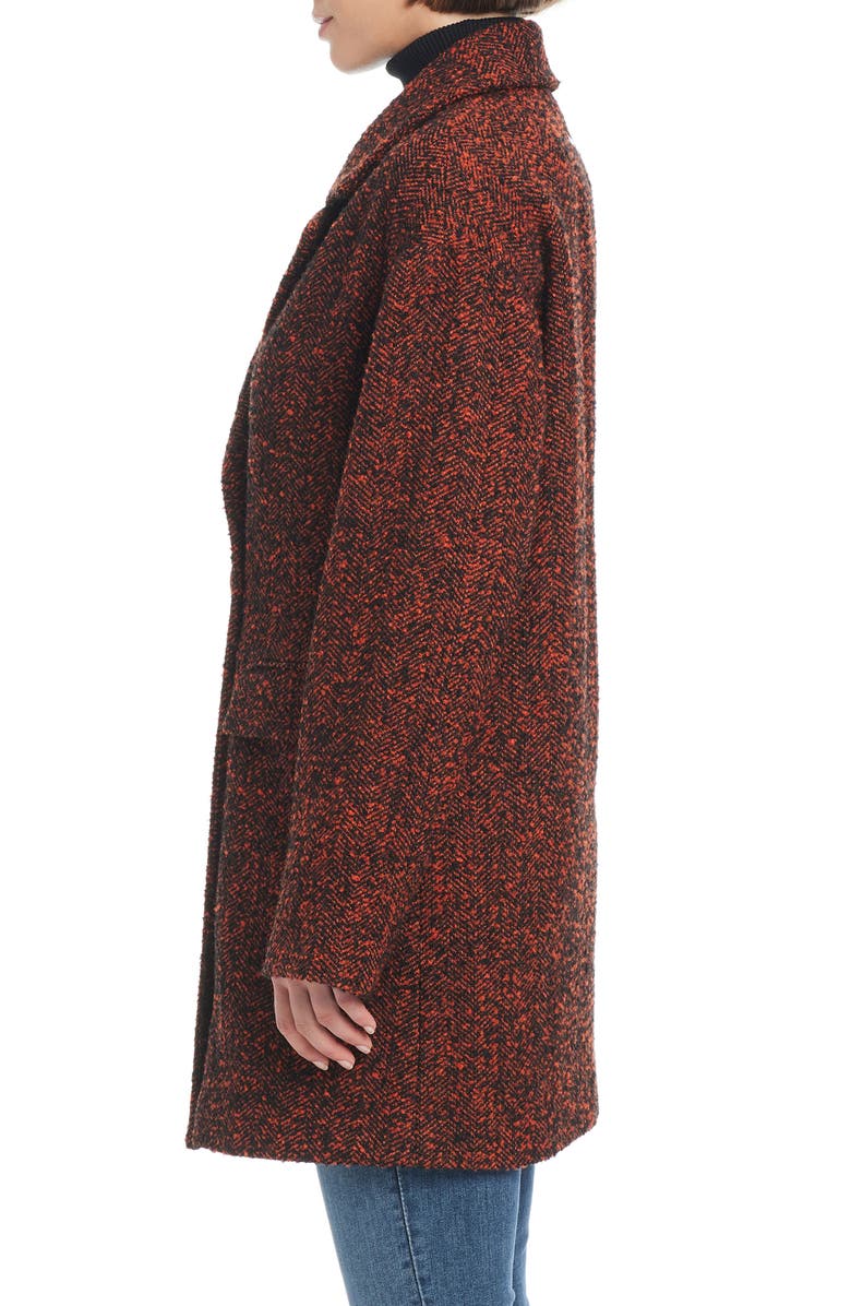 Sanctuary Double Breasted Herringbone Coat, Alternate, color, Red And Black Herringbone