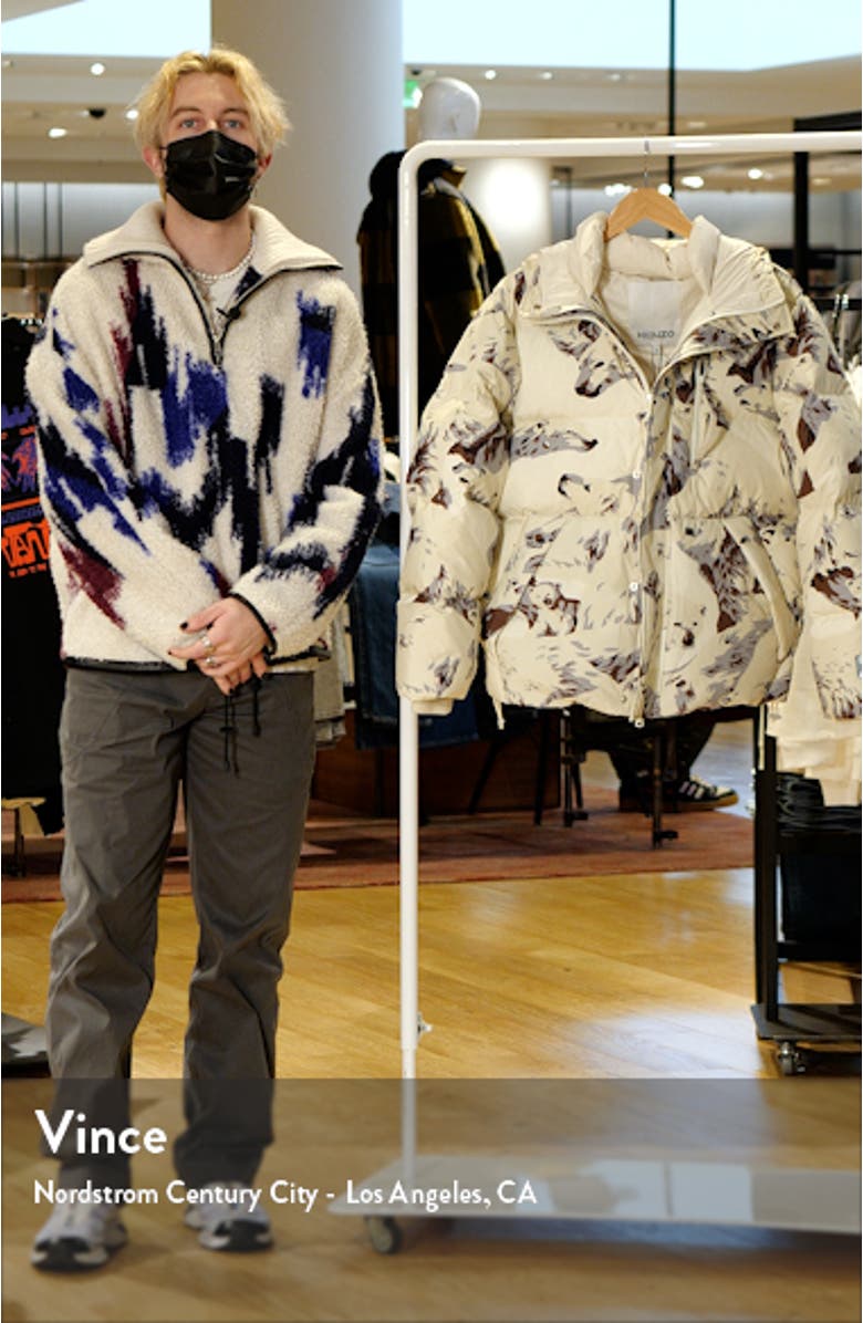 Polar Bear Print Hooded Down Puffer Jacket, sales video thumbnail
