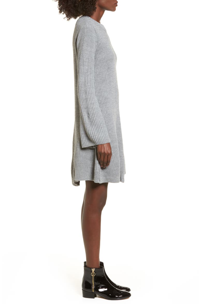 Flared Sleeve Sweater Dress, Alternate, color, GREY