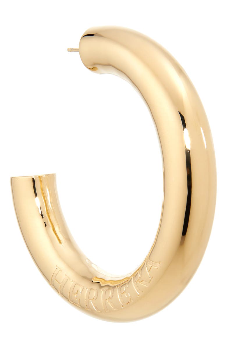 Carolina Herrera Engraved Hoop Earrings, Alternate, color, Gold