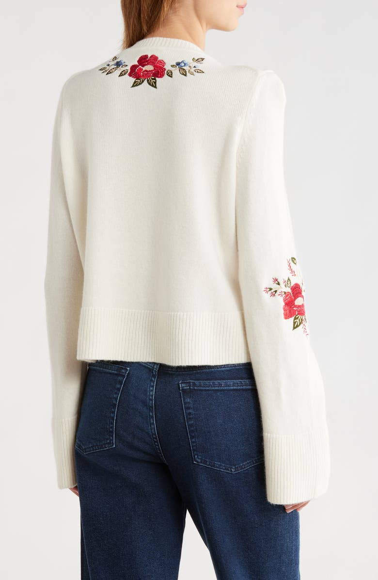 FARM Rio Embroidered Flowers Wool Cardigan, Alternate, color, Cream
