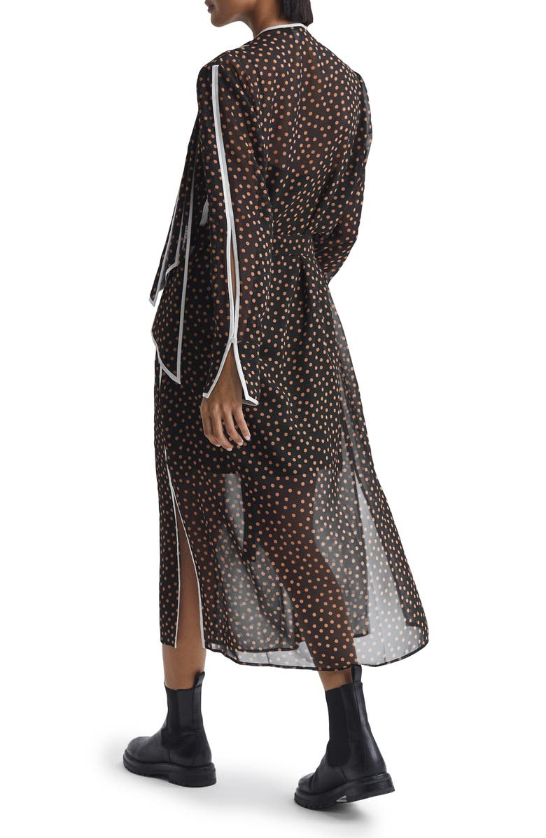 Reiss Aria Long Sleeve Spot Midi Dress, Alternate, color,