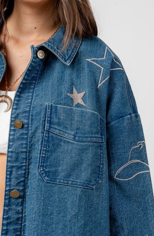 Beivy Embroidered Oversize Denim Jacket In Blue