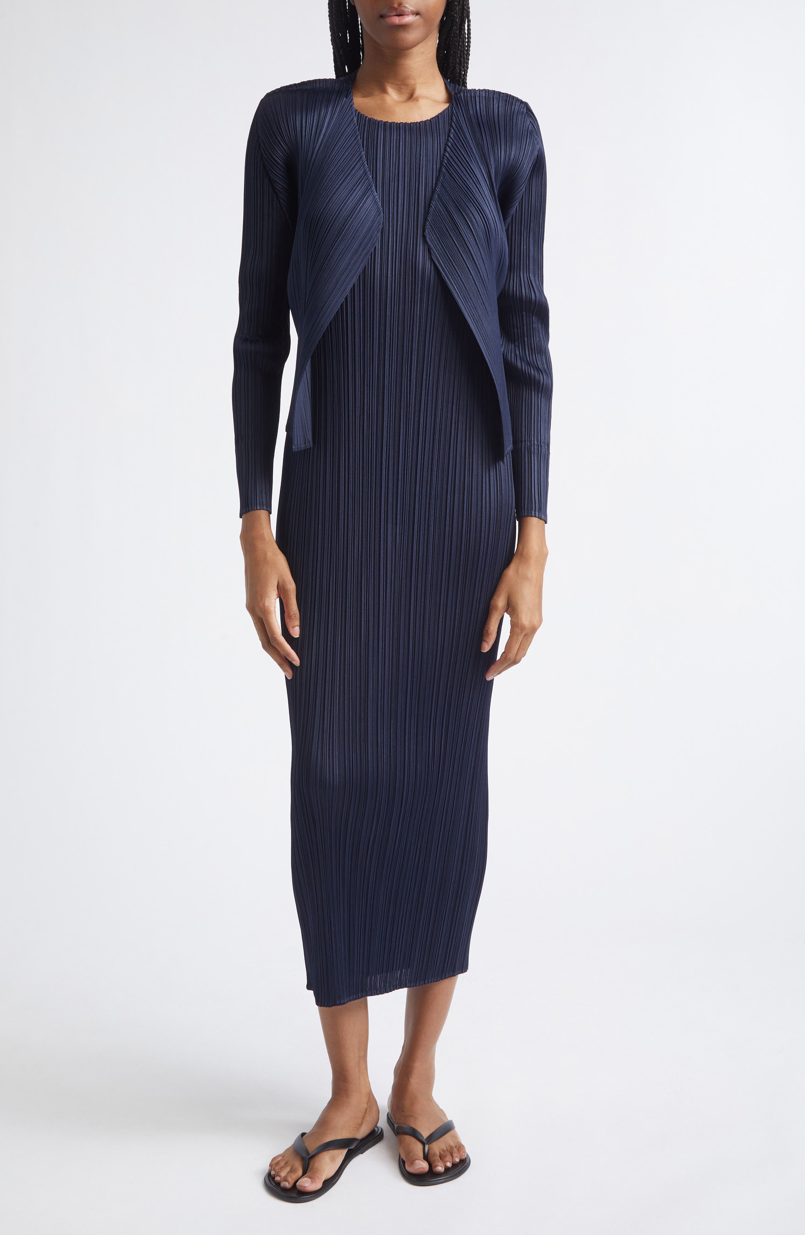 Pleats Please Issey Miyake New Colorful Basics 4 Pleated Cardigan
