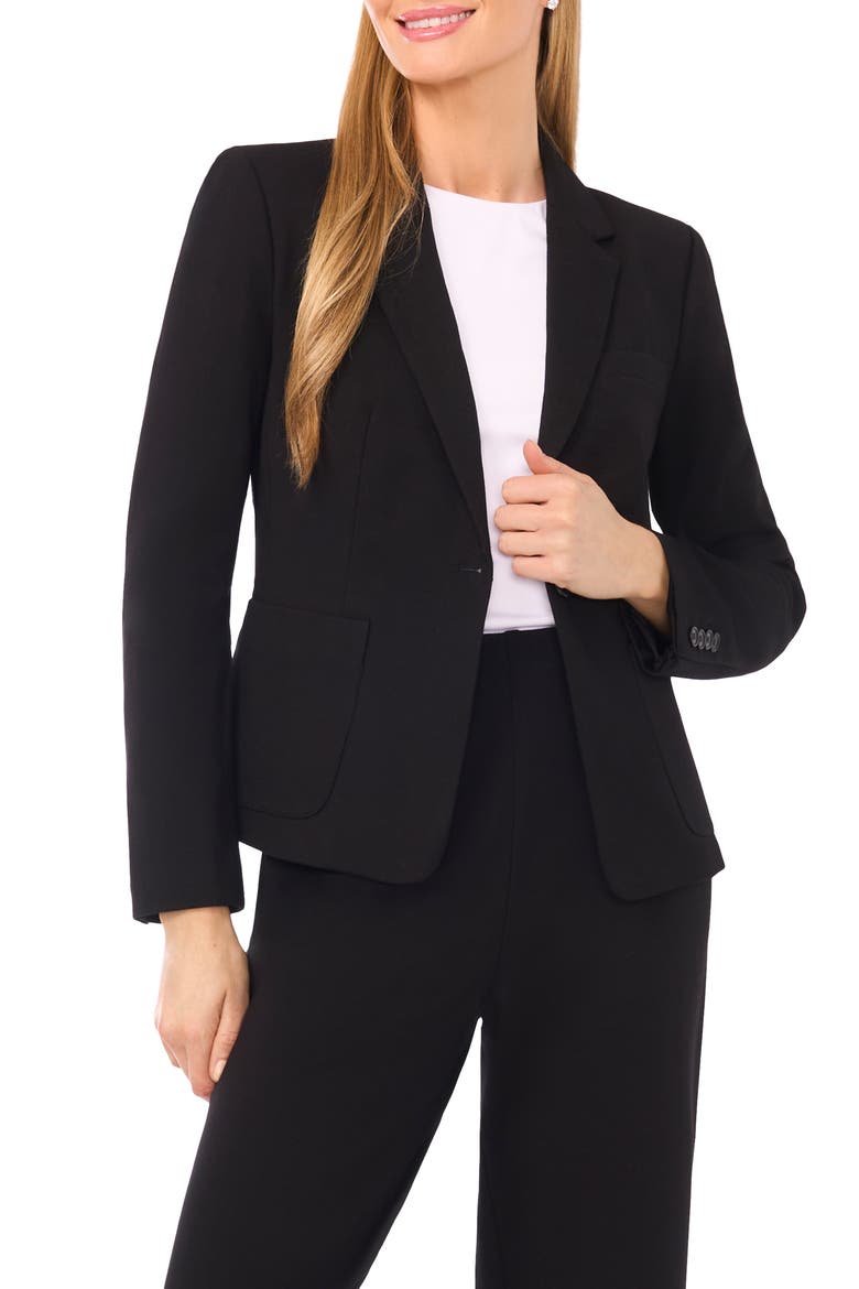 One-Button Ponte Knit Jacket, Main, color, RICH BLACK