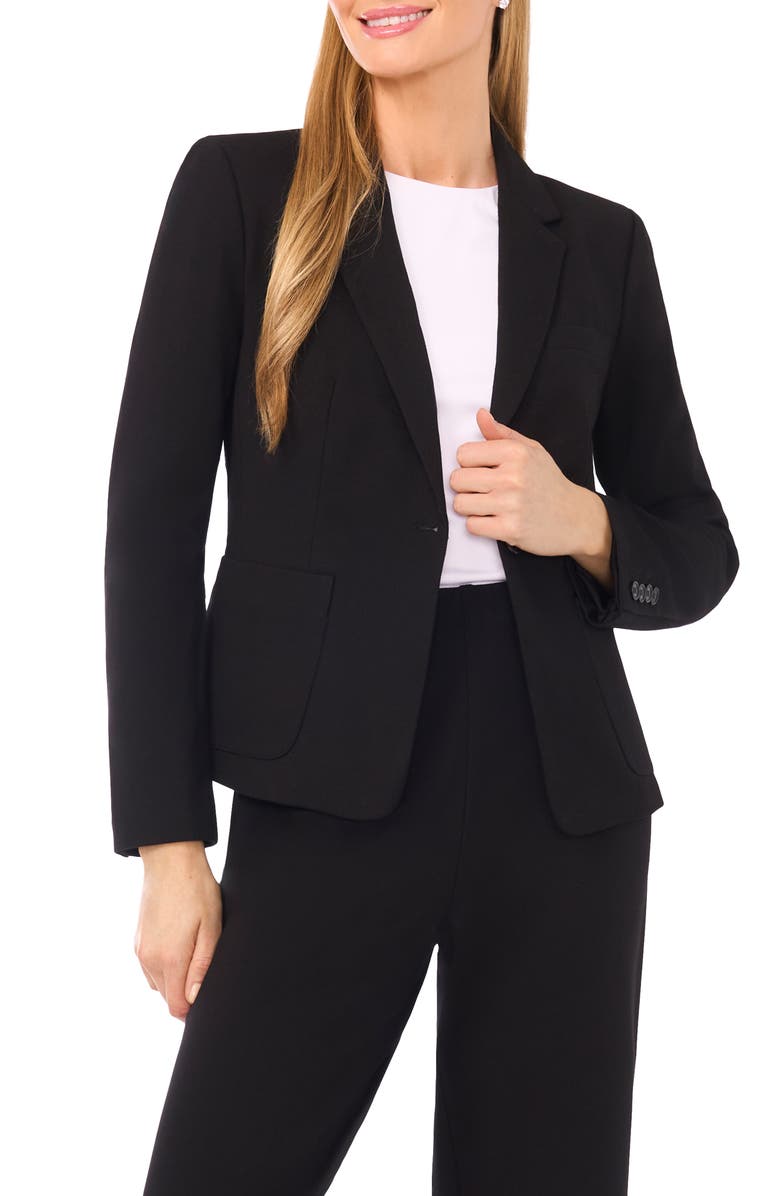 Halogen<sup>®</sup> One-Button Ponte Knit Jacket, Main, color, Rich Black