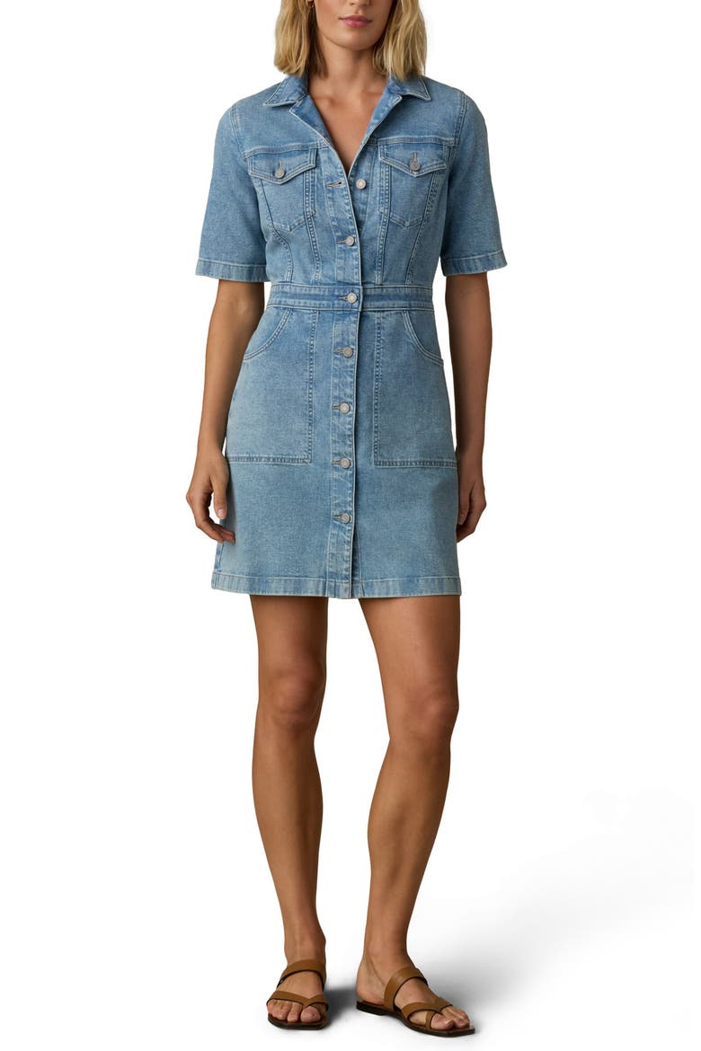 Michelle Organic Cotton & Linen Blend Denim Shirtdress, Main, color, SUMMER SEAS WASH