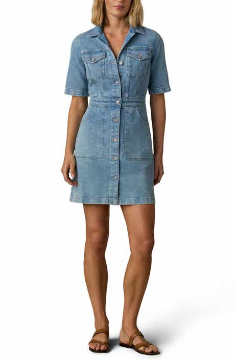 Michelle Organic Cotton & Linen Blend Denim Shirtdress