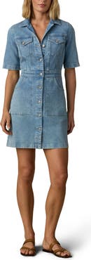 Faherty Michelle Organic Cotton & Linen Blend Denim Shirtdress