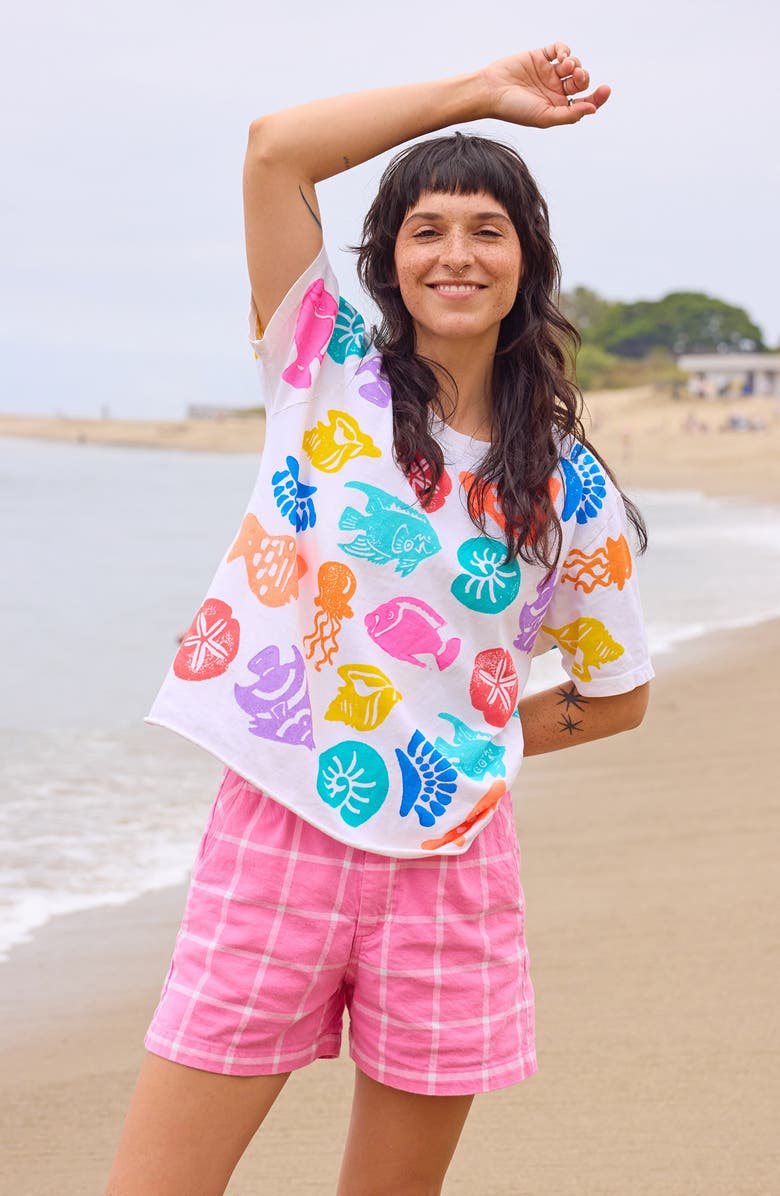 MOKUYOBI Painted Crop Tee, Alternate, color, Painted Fish