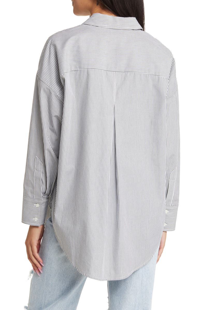 BP. Stripe Oversize Cotton Button-Up Shirt, Alternate, color,