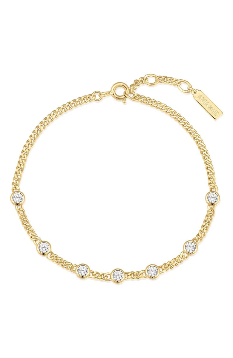 ANIA HAIE Bezel Cubic Zirconia Station Chain Bracelet, Alternate, color, Shiny Gold