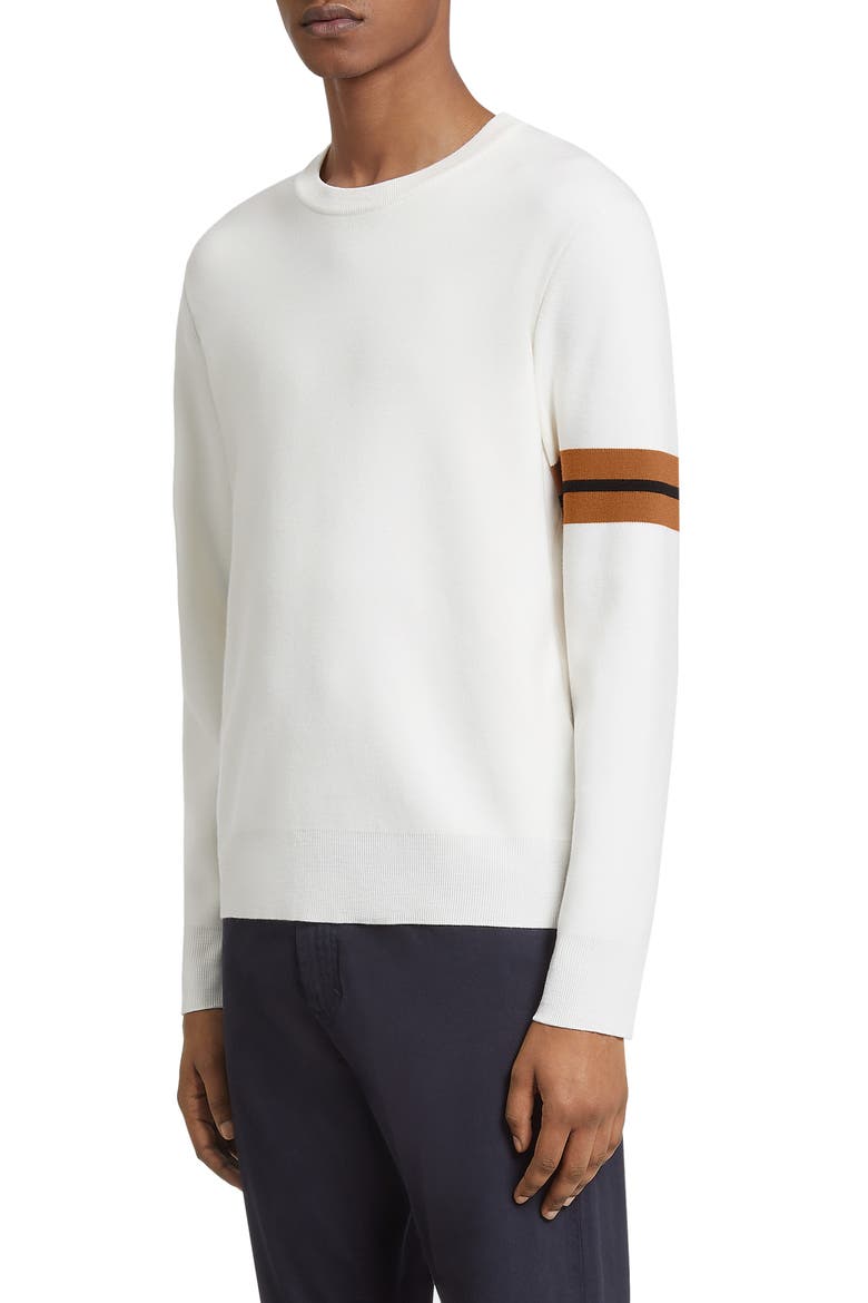 Signifier High Performance™ Stripe Wool Sweater, Main, color, WHITE