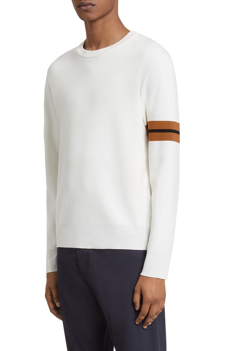 ZEGNA Signifier High Performance<sup>™</sup> Stripe Wool Sweater, Main, color, White