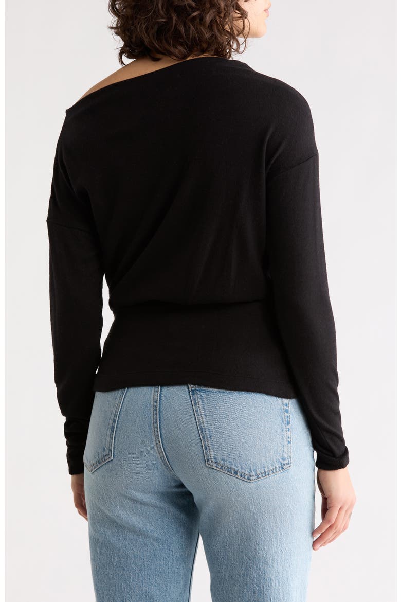 Long Sleeve Banded Hem Knit Top, Alternate, color, BLACK