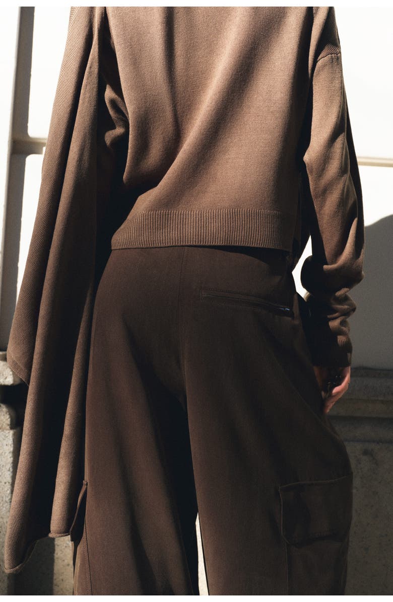 H&M Lyocell-blend Cargo Trousers, Alternate, color, Dark Brown