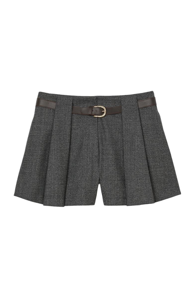 SANDRO Pleated shorts with belt, Alternate, color, Light Grey