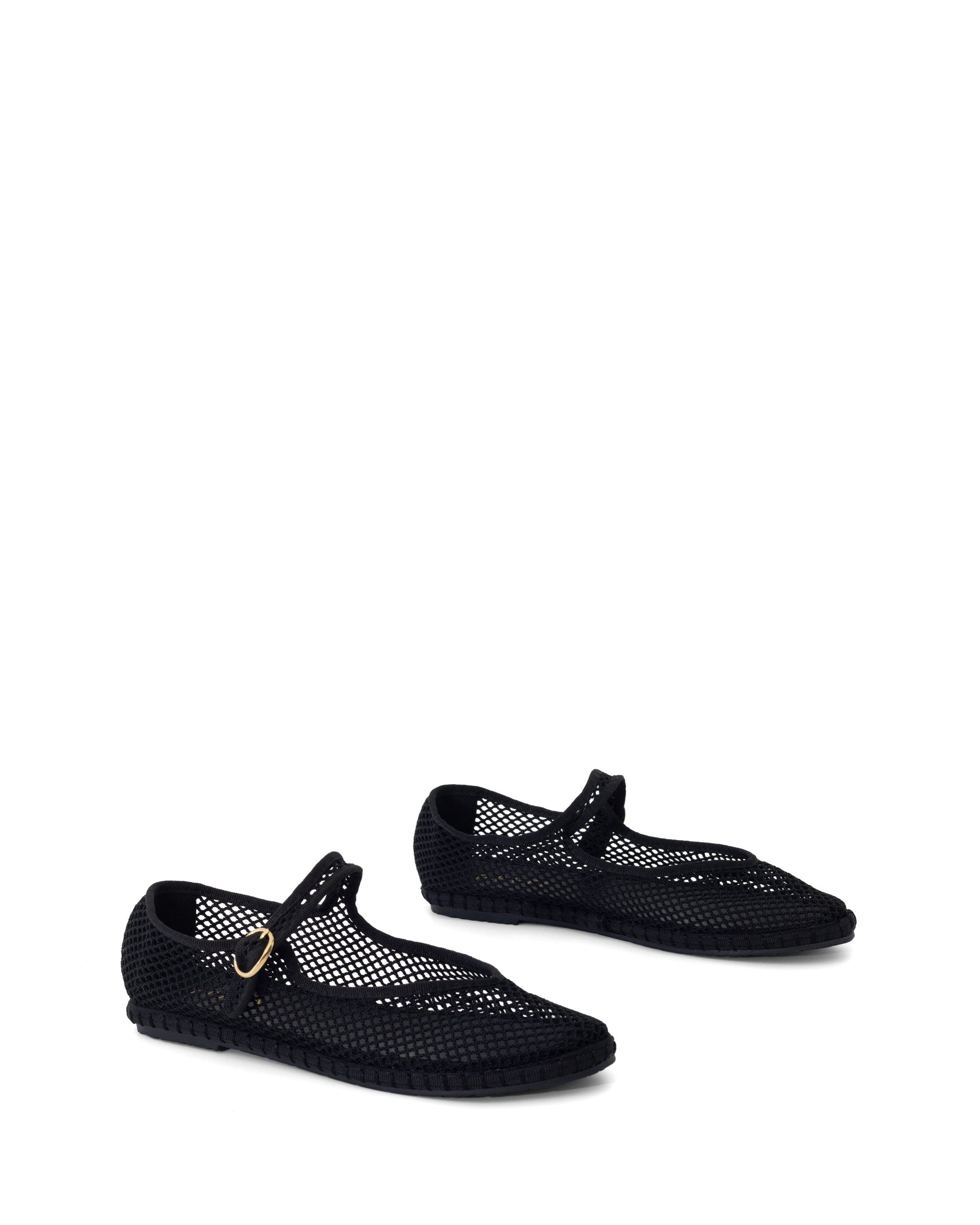 ALICANTE Round Toe mary jane ballet flats, Alternate, color, Black Mesh