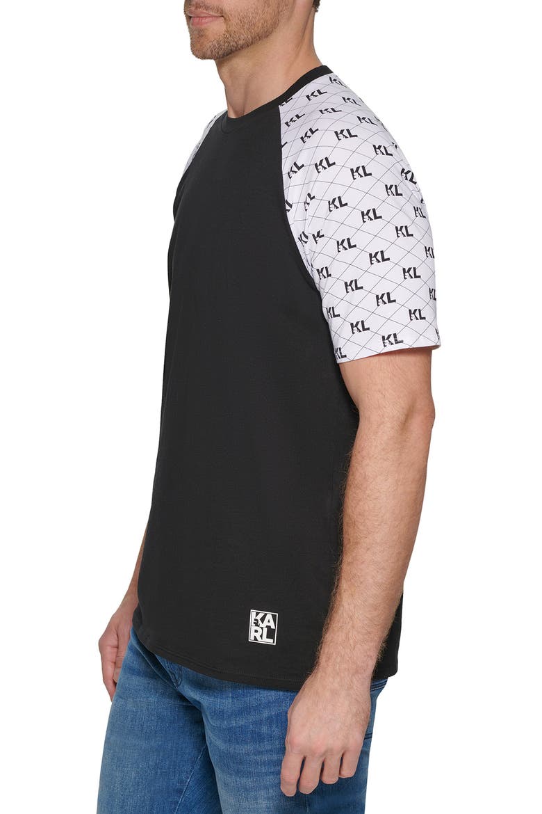 Logo Print Raglan Sleeve Cotton T-Shirt, Alternate, color, BLACK