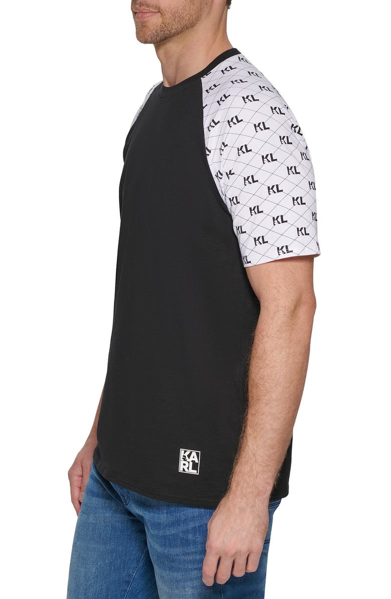 KARL LAGERFELD PARIS Logo Print Raglan Sleeve Cotton T-Shirt, Alternate, color, 