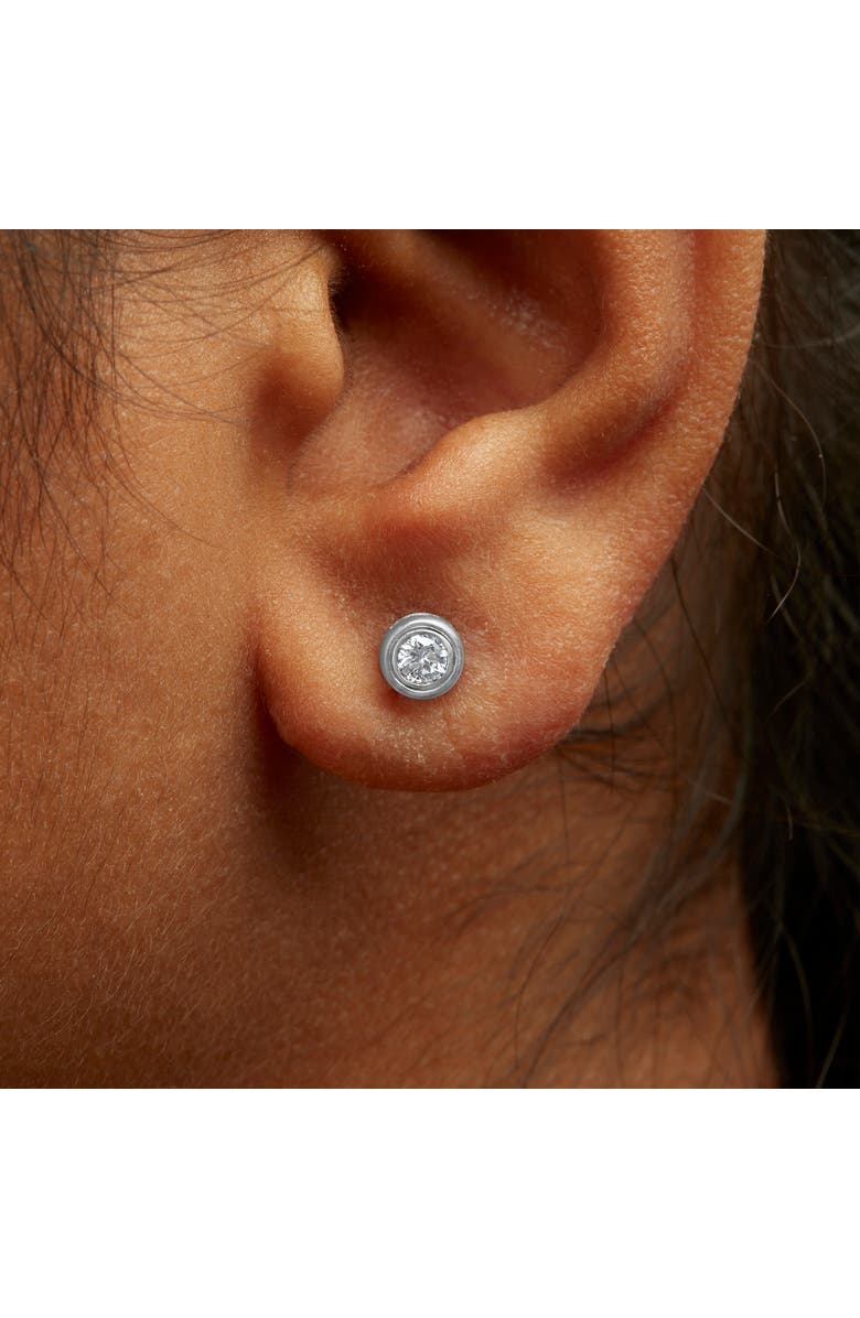 Haus of Brilliance Silver 1/5 Ct Lab-Grown Diamond Modern Bezel- Stud Earring, Alternate, color, White