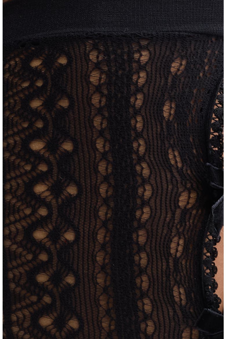 Peek a Bow Knee High Socks, Alternate, color, BLACK