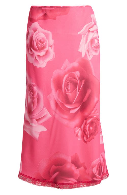 Bella Venice Roxy Rose Print Midi Skirt In Pink