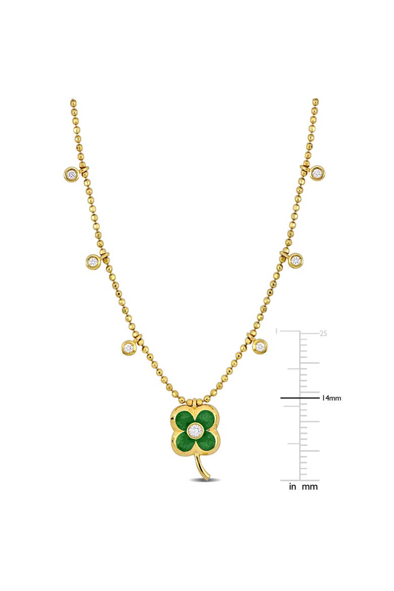 Diamond Symbol Station Necklace 14k Gold, Alternate, color, Clover