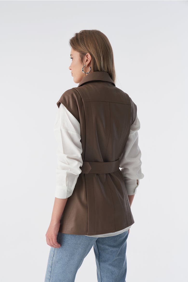 Stephanie Leather Vest, Alternate, color, Mocha Brown