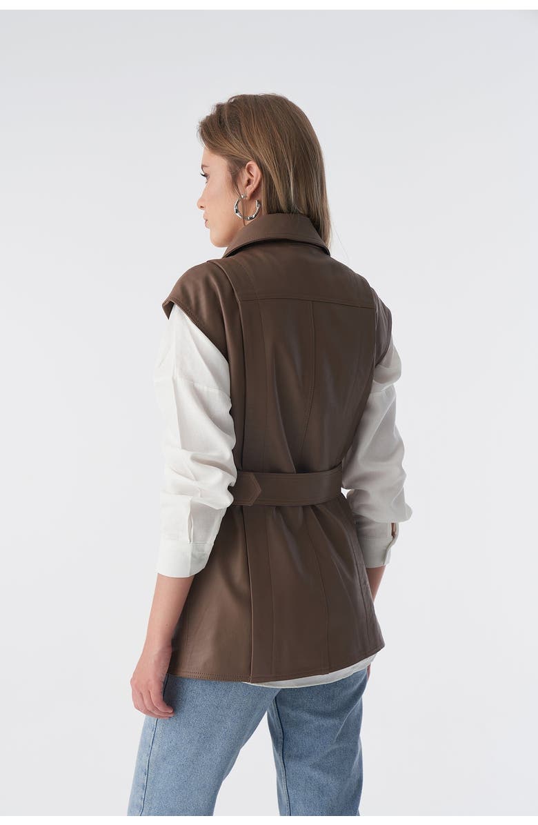 Furniq UK Stephanie Leather Vest, Alternate, color, Mocha Brown