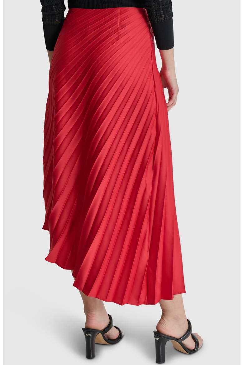Asymmetric Hem Pleated Satin Skirt, Alternate, color, RED LIGHT