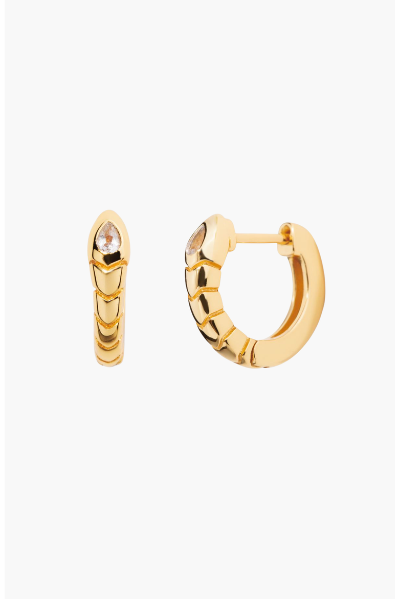 Snake Huggie Earrings, Alternate, color, Gold