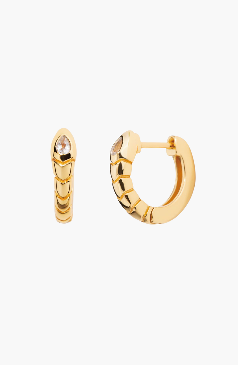 Little Sky Stone Snake Huggie Earrings, Alternate, color, Gold
