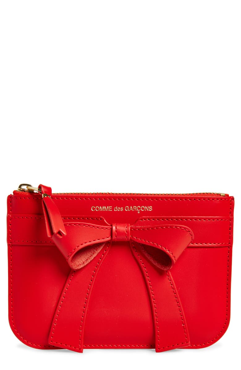 Comme des Garçons Wallets Big Bow Leather Coin Purse, Main, color, Red