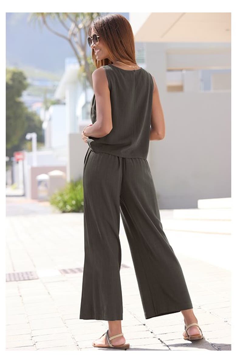 LASCANA Women's Sleeveless Linen Blouse, Alternate, color, Olive