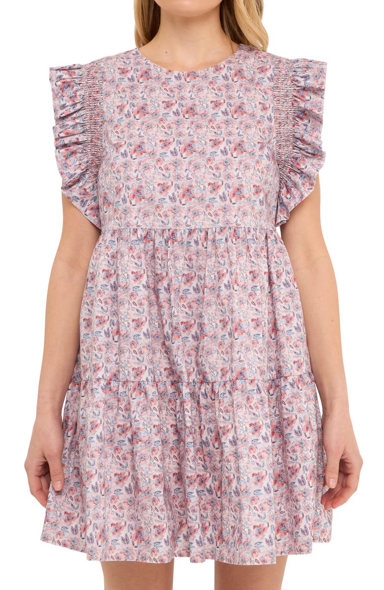 English Factory Floral Ruffle Babydoll Minidress, Alternate, color, 