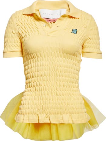 トップス OVY DAYDREAM Organic Cotton Pile Polo CONNER IVES Shirred Organic Cotton Piqué Bustle Polo | Nordstrom