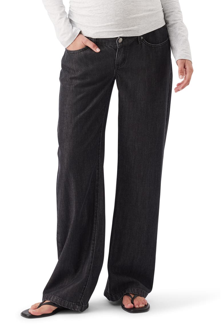 Billie Elastic Wide Leg Maternity Jeans, Main, color, Black