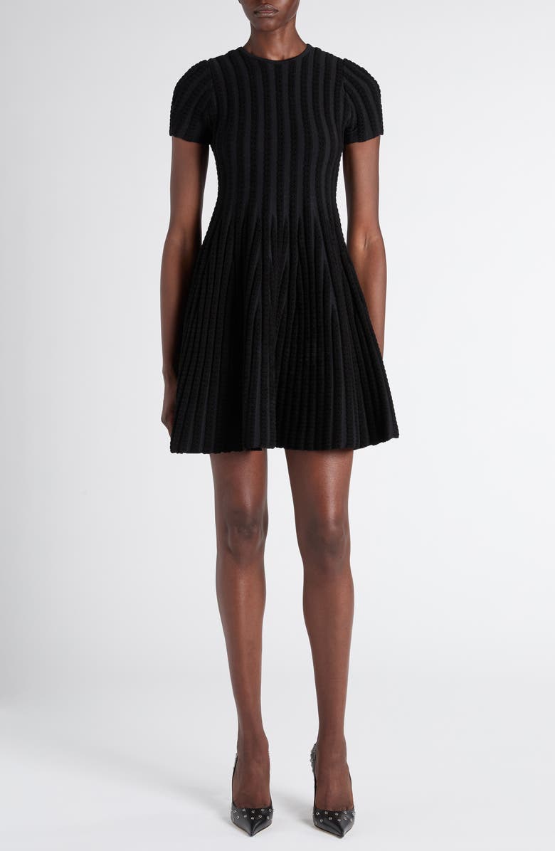 McQueen Chenille Stripe Sweater Dress, Main, color, Black