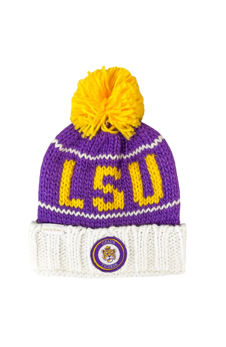 Bits & Bows LSU Bobble Hat, Main, color, Purple