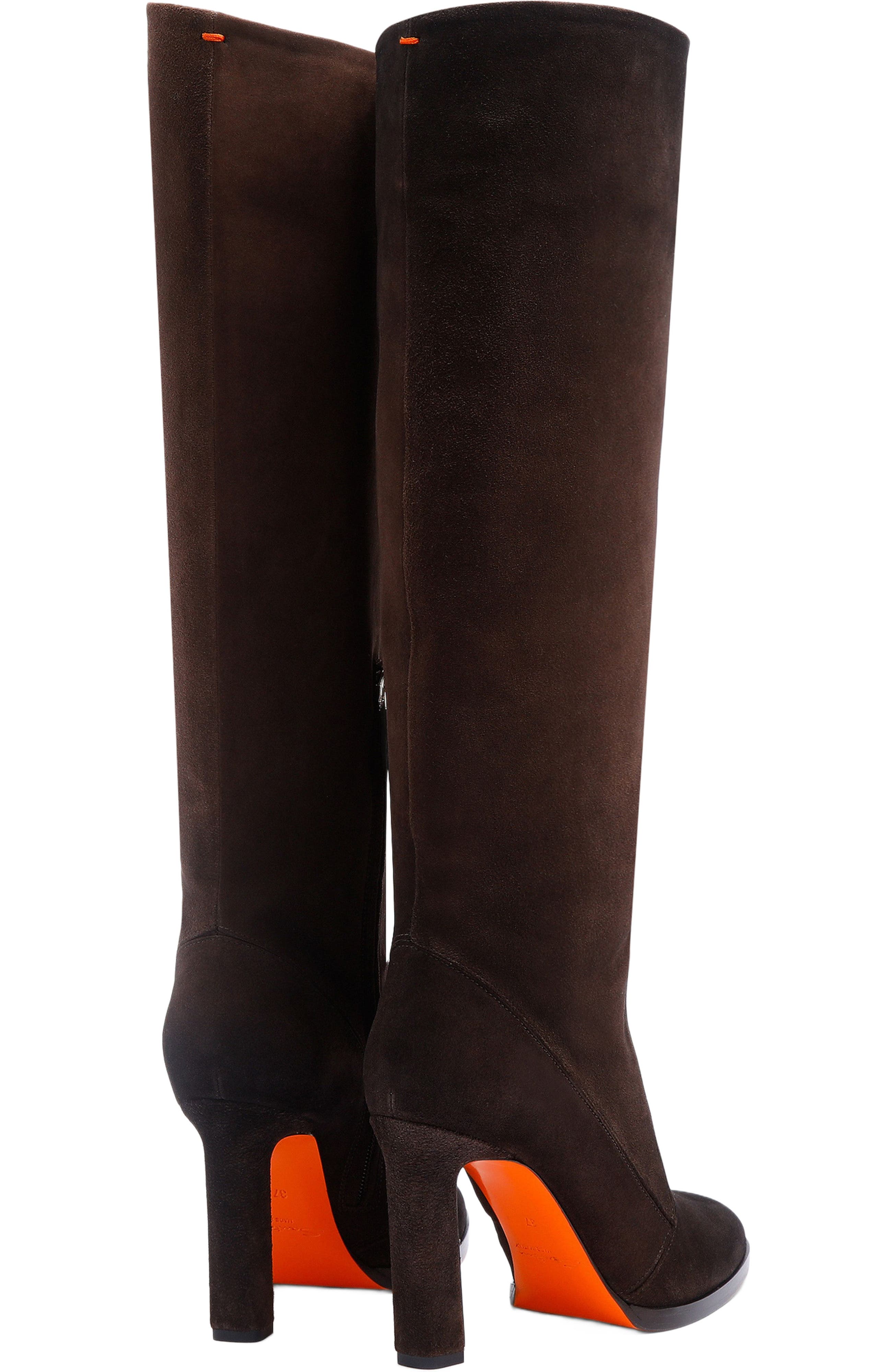 Santoni Women's suede high-heel boot, Alternate, color, Brown