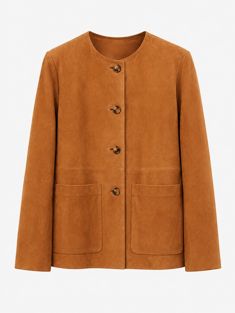 Broom Premium Suede Leather Collarless Jacket