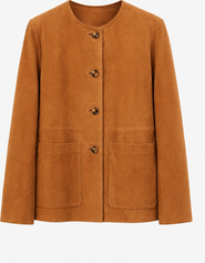 Mine Bilgi Broom Premium Suede Leather Collarless Jacket
