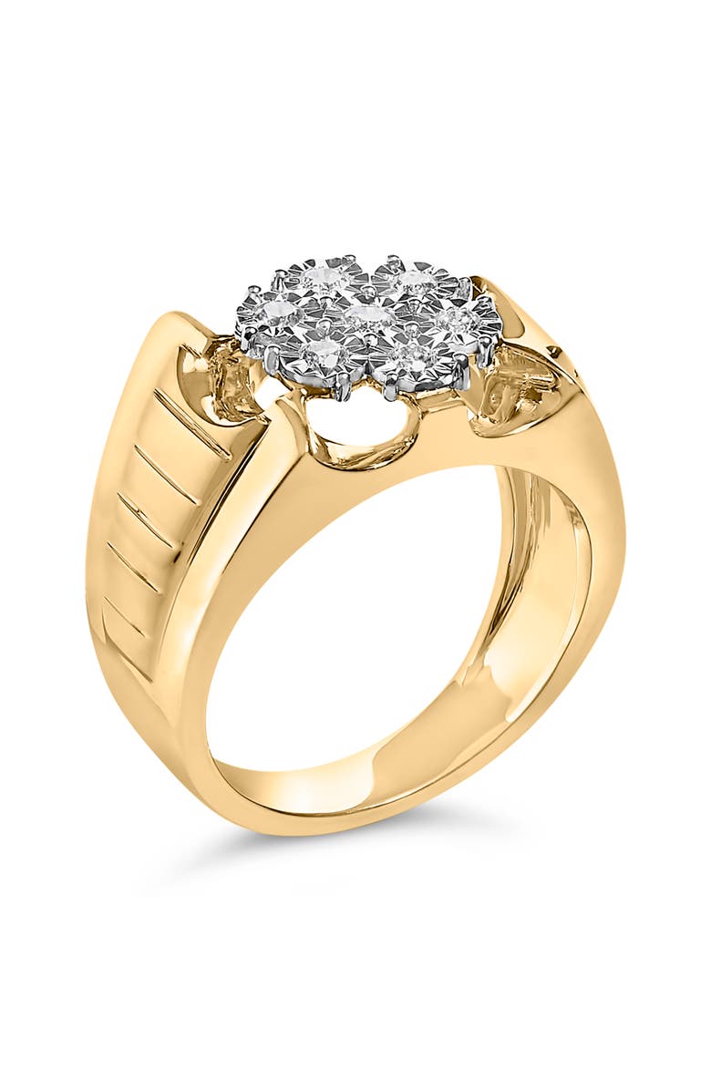 Haus of Brilliance 14K Yellow Gold Plated Silver 1/3 Cttw Miracle-Set Floral Diamond Cluster Ring, Alternate, color, Yellow