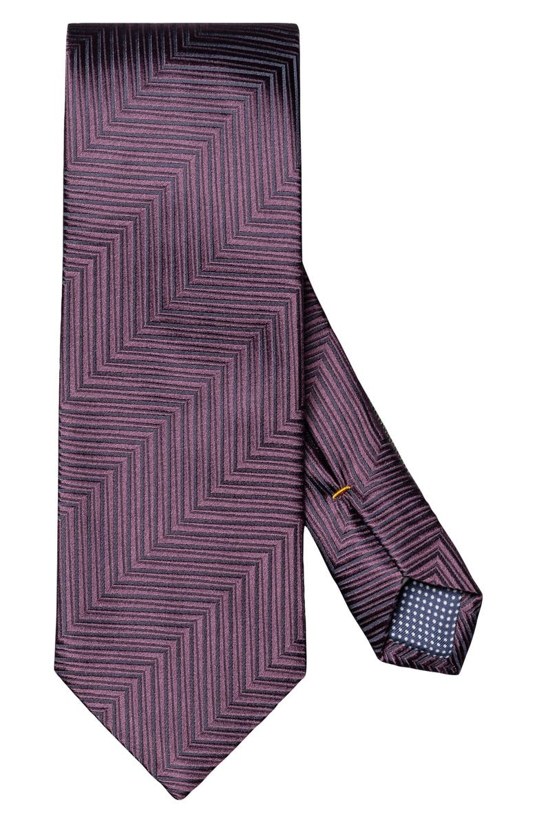 Eton Herringbone Silk Tie, Main, color, Dark Red