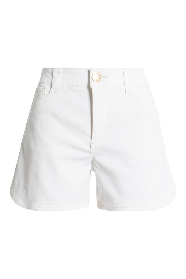 Skyrise High Waist Dolphin Hem Denim Shorts, Alternate, color, OPW-OPTIC WHITE