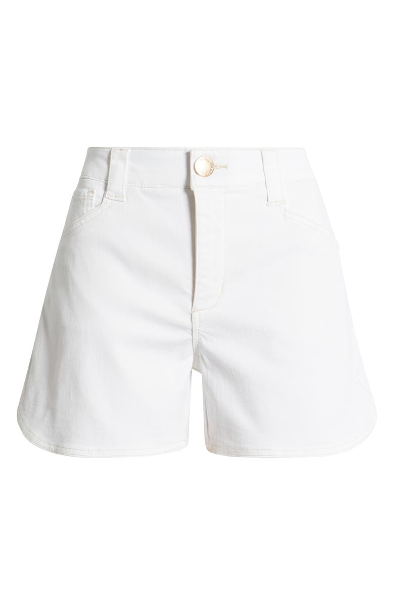 Wit & Wisdom Skyrise High Waist Dolphin Hem Denim Shorts, Alternate, color, Optic White