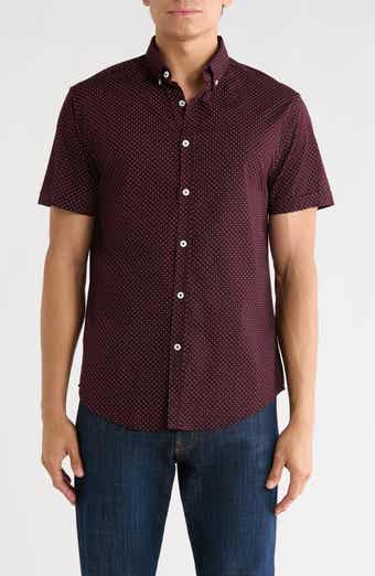 DENIM AND FLOWER Dot Print Short Sleeve Button-Down Shirt