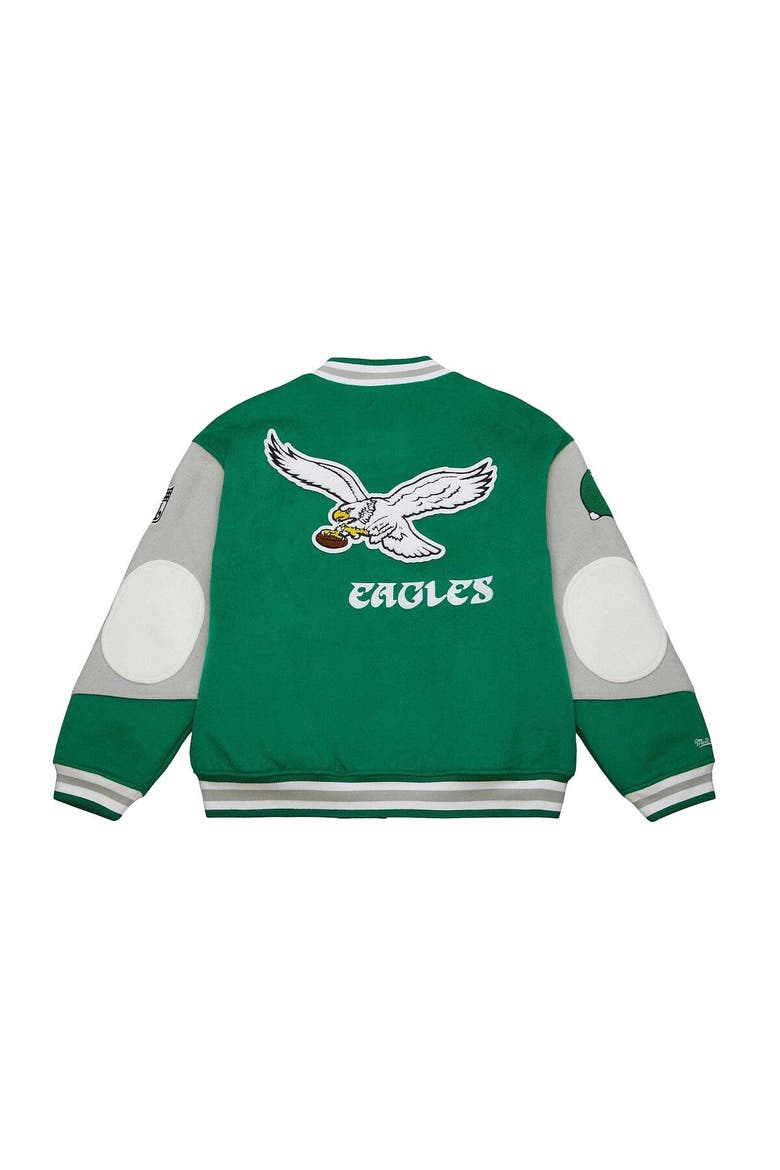 Unisex Mitchell & Ness Kelly Green Philadelphia Eagles Varsity Team Full-Snap Jacket, Alternate, color, Kelly Green